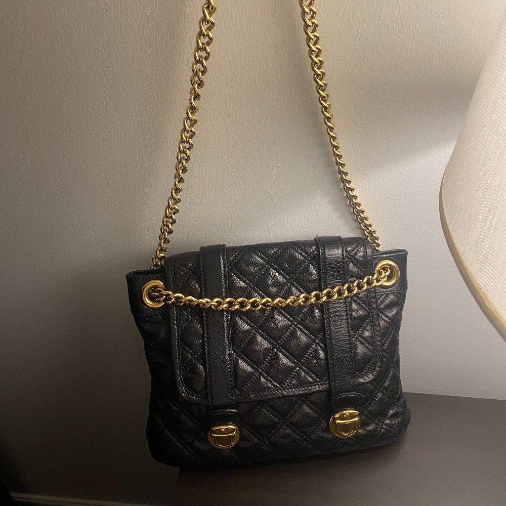 Marc Jacobs Quilted Chain Strap Black Leather Shoulder Bag
